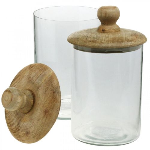 Floristik24 Glazen pot met deksel, bonboniere, glazen pot naturel, helder Ø11cm H19cm 2st