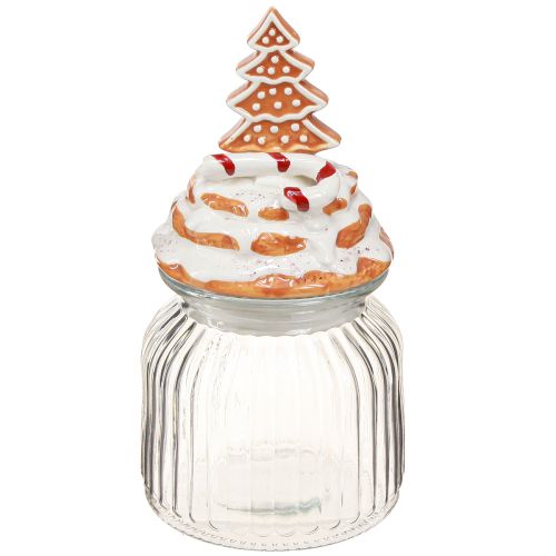 Floristik24 Kerstbonbonnière glas, dennenkoekenpot Ø11cm H21cm