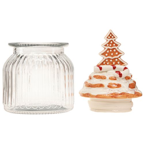 Artikel Kerstbonbonnière glas, dennenkoekenpot Ø11cm H21cm
