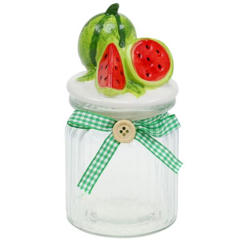 Floristik24 Glazen bonbonnière met fruitdeksel meloen H15,5cm