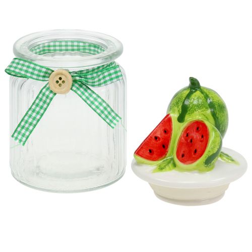 Floristik24 Glazen bonbonnière met fruitdeksel meloen H15,5cm