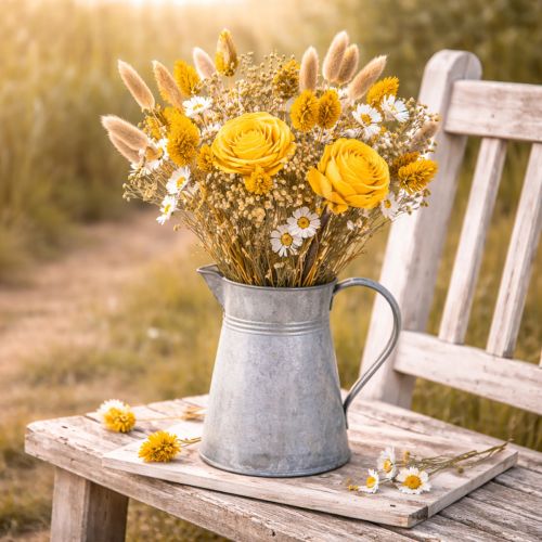 Artikel Boeket gedroogde rozen van Sola-hout. Elegant boeket voor een natuurlijke huisdecoratie. 50 cm