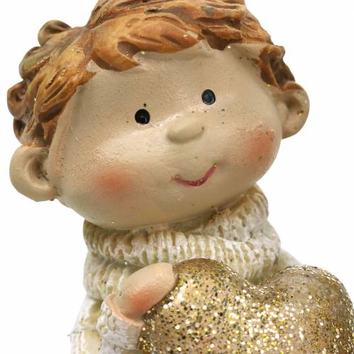 Artikel Decoratiefiguren broertje en zusje goud, glitter 10 / 6.5cm set van 2