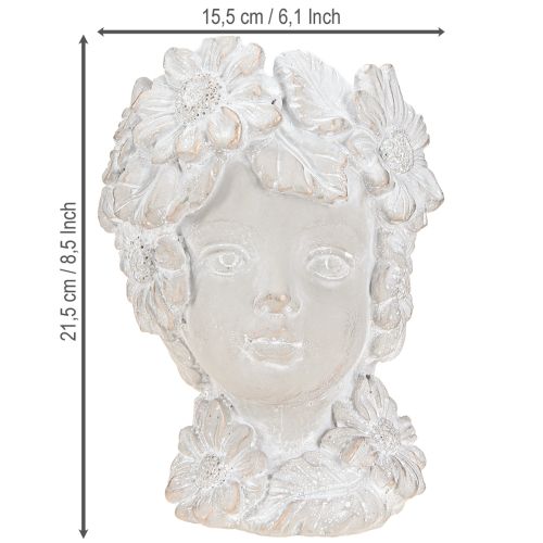 Artikel Buste van gegoten steen, sculptuur vrouw plantenbak antiek H21,5cm