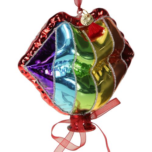 Artikel Kleurrijke kerstboomballen glazen ballonnen hart kus mond 12cm 2 stuks