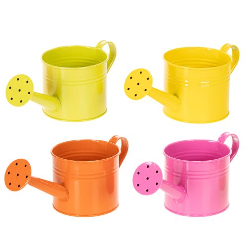 Kleurrijke decoratieve gieter, Ø11cm, H9,5cm, voor het beplanten van planten, lentetafeldecoratie, metaal, set van 8 kopen | Floristik24.nl