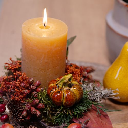 Artikel Kleurrijke mini pompoenen op een stokje keramische decoratie 5-6,5cm 3 stuks