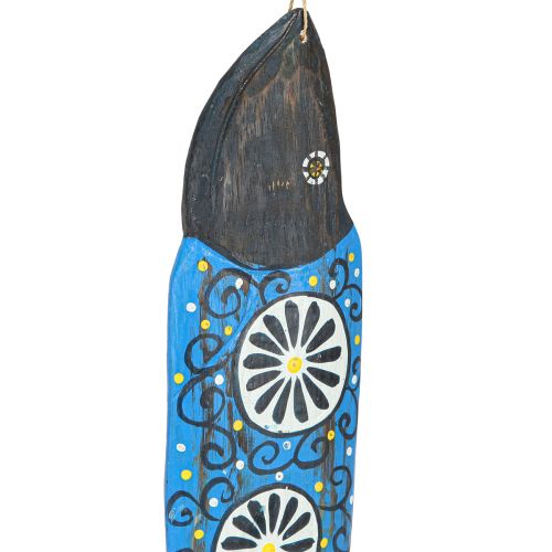 Artikel Kleurrijke vis houten decoratie om op te hangen blauw en groen 38cm 2 stuks