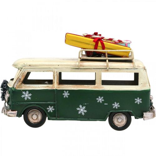 Floristik24 Kerstdecoratie auto kerstbus vintage bus groen 17cm