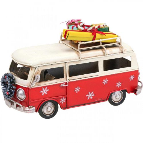 Floristik24 Kerstdecoratie Auto Kerstbus Vintage Bus Rood L17cm