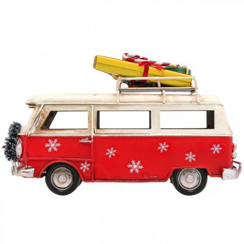 Floristik24 Kerstdecoratie Auto Kerstbus Vintage Bus Rood L17cm