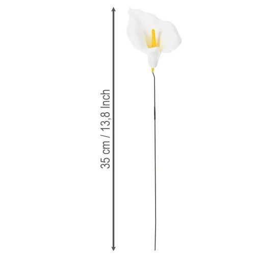 Kunstmatige callalelie met gele meeldraden, decoratieve bloemen, 35 cm, 10 stuks | Floristik24.nl