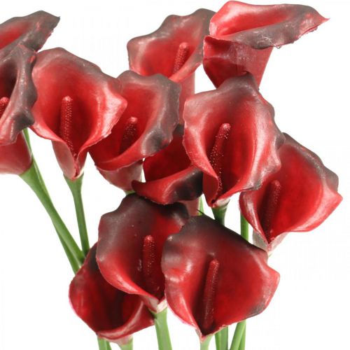 Artikel Calla rood bordeaux kunstbloemen in bos 57cm 12 st