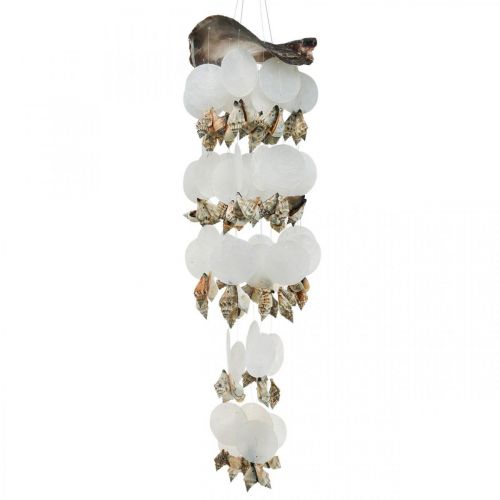 Capiz windgong hangende decoratie schelpen parelmoer Ø17cm 70cm