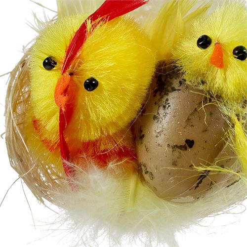 Artikel Chenille kuikens in het nest geel 5cm 4st