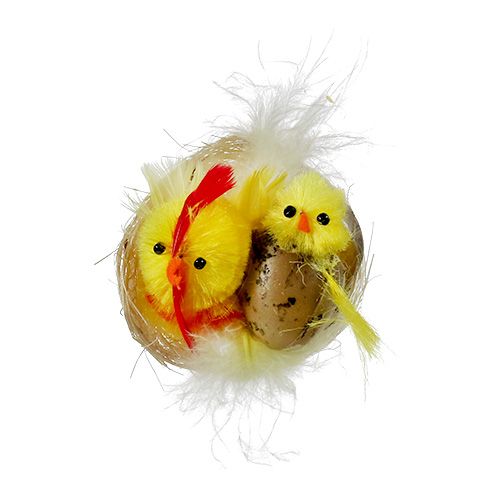 Floristik24 Chenille kuikens in het nest geel 5cm 4st
