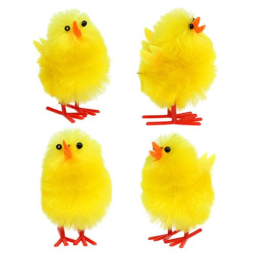 Floristik24 Chenille kuiken 4cm geel 4st
