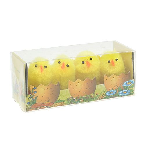 Floristik24 Chenille kuiken 4cm geel 4st