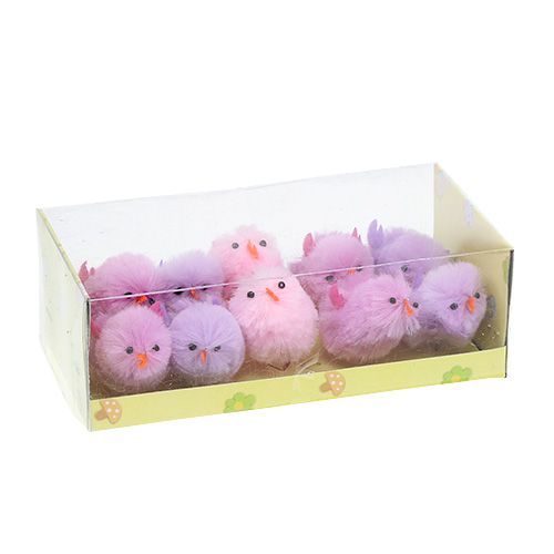 Floristik24 Chenille Chick Paaskuiken Paars, Roze Lentedecoratie 10st