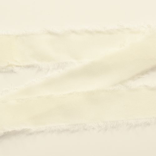 Artikel Chiffon lint crèmekleurige stoffen lint met franjes 40mm 15m