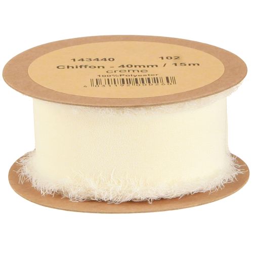 Artikel Chiffon lint crèmekleurige stoffen lint met franjes 40mm 15m