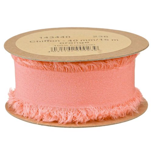 Artikel Chiffon lint oranje pastel stof lint franjes 40mm 15m