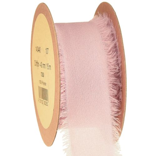 Chiffon lint roze stoffen lint met franjes 40mm 15m