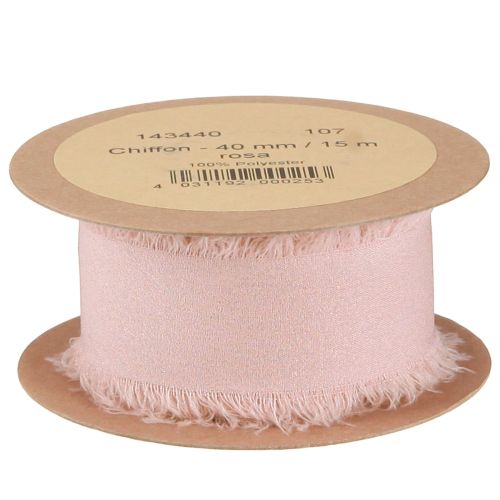 Artikel Chiffon lint roze stoffen lint met franjes 40mm 15m