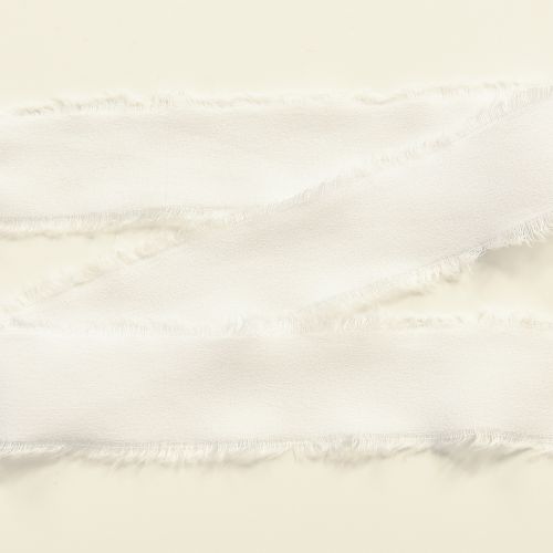 Artikel Chiffon lint wit stoffen lint met franjes 40mm 15m
