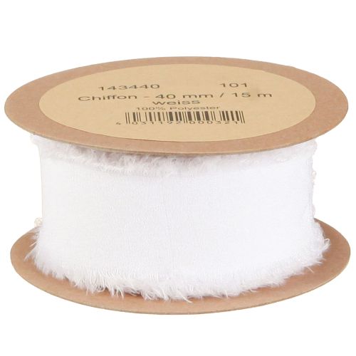 Artikel Chiffon lint wit stoffen lint met franjes 40mm 15m