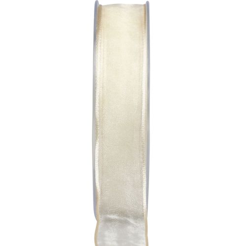Chiffonlint organzalint decoratief lint organza crème 25mm 20m