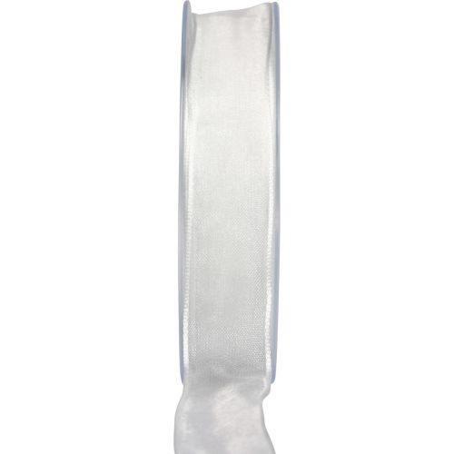 Floristik24 Chiffonlint organzalint decoratief lint organza wit 25mm 20m