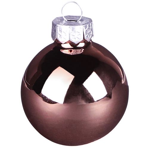 Kerstboomballen abrikoosroze van glas 7,5cm 12 stuks-24673