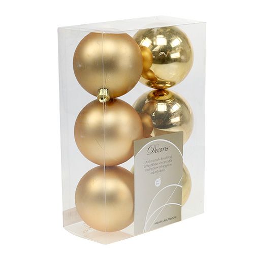 Artikel Kerstboomballen kunststof goud 8cm 6st