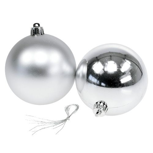 Floristik24 Kerstboomballen kunststof zilver 8cm 6st