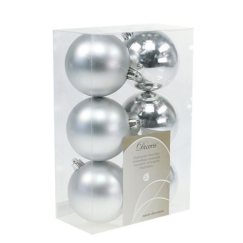Floristik24 Kerstboomballen kunststof zilver 8cm 6st