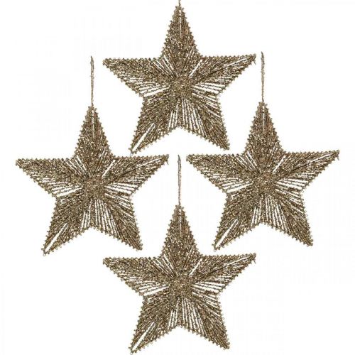 Artikel Kerstboomversieringen, adventsversieringen, sterhangers goud B15cm 8 st