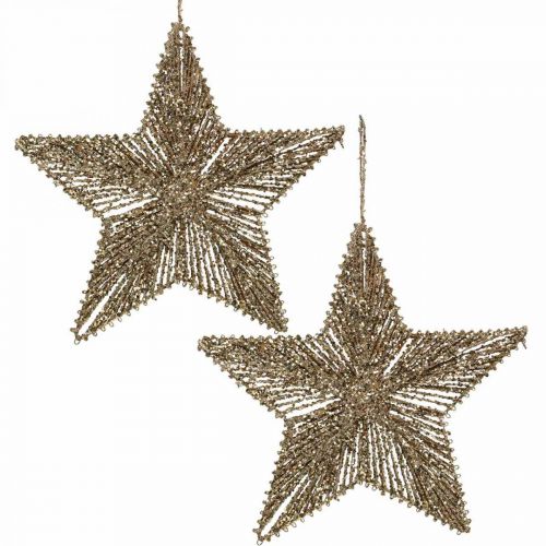 Floristik24 Kerstboomversieringen, Adventsversieringen, sterhanger Gouden B25.5cm 4st