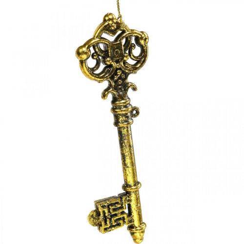 Artikel Kerstboom ornamenten deco sleutel goud H14.5cm 12st