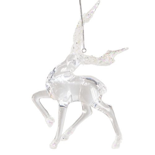 Artikel Kerstboomdecoratie hert decoratief figuur acryl 12,5/15cm 2st