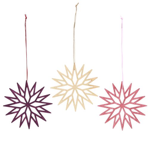 Artikel Kerstboomdecoratie houten decoratie sneeuwvlok bes 10cm 12 st