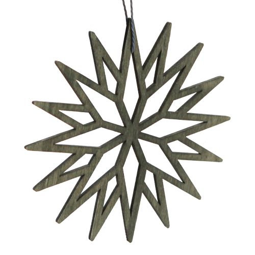 Artikel Kerstboomversiering hout sneeuwvlokdecoratie groen 10cm 12 st