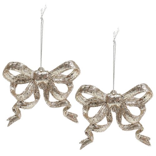 Floristik24 Kerstboomdecoraties strik 9cm met glitter goud 12st