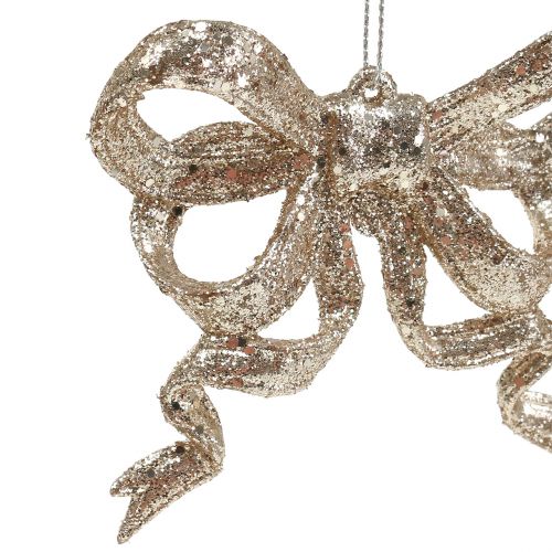 Floristik24 Kerstboomdecoraties strik 9cm met glitter goud 12st