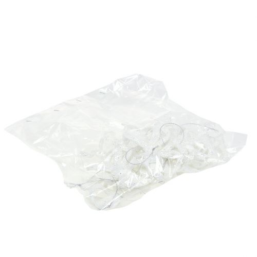 Floristik24 Kerstboomdecoratie lus 9cm met glitter wit 12st