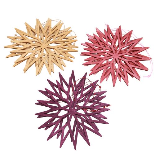 Artikel Kerstboomdecoratie sneeuwvlokken houtdecoratie Bes 15cm 8 st