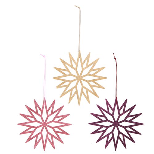 Artikel Kerstboomdecoratie sneeuwvlokken houtdecoratie Bes 15cm 8 st