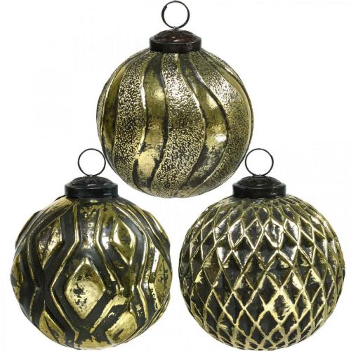 Floristik24 Vintage kerstballen glazen bollen goud Ø9.5cm 6st
