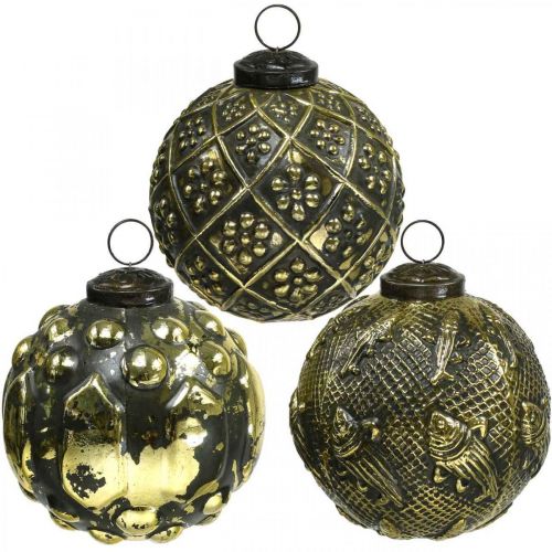 Floristik24 Vintage kerstballen glazen bollen goud Ø9.5cm 6st
