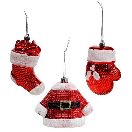 Floristik24 Kerstboomdecoraties rood, wit 3st